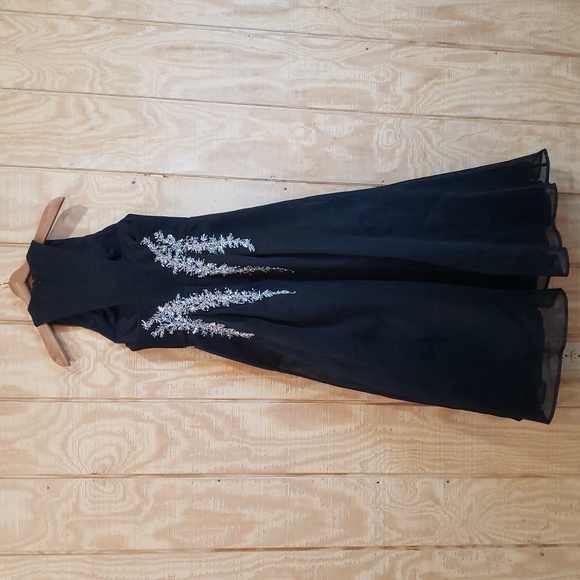 Park108 NEW Black Silver Beaded Sleeveless Illusion Midi Dress Size 6 #M430 - Picture 9 of 9